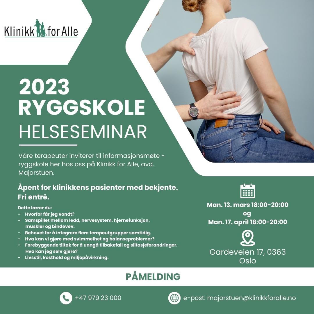 Invitasjon til seminar for Ryggskole 2023